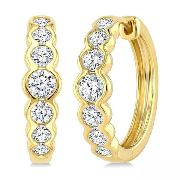 Diamond Graduated Bezel Set Hoops Baxter's Fine Jewelry Warwick, RI
