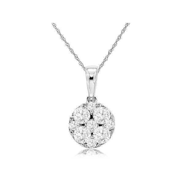 White Gold Diamond Circle Cluster Pendant Baxter's Fine Jewelry Warwick, RI