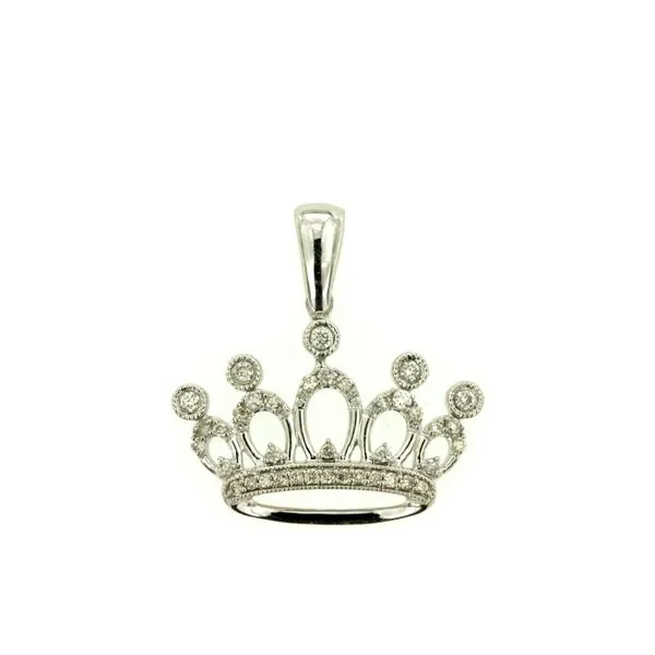 White Gold Princess Crown Diamond Pendant Baxter's Fine Jewelry Warwick, RI