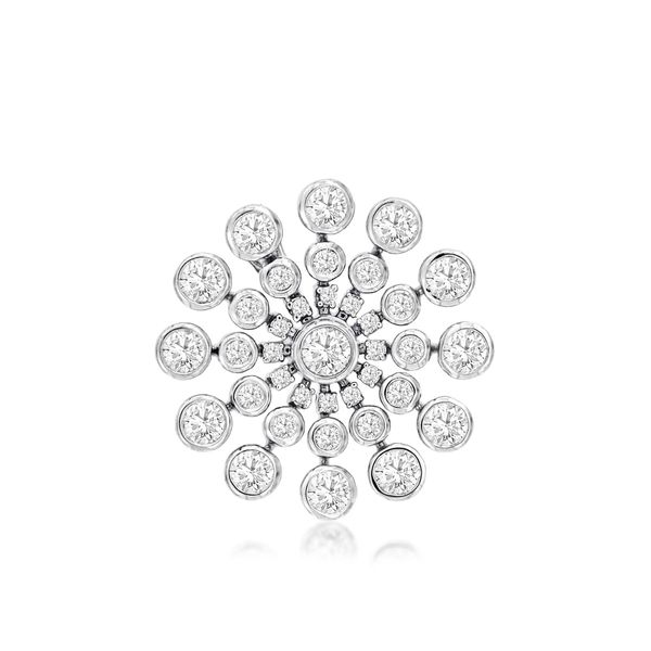 White Gold Diamond Bezel Sunburst Pendant Baxter's Fine Jewelry Warwick, RI