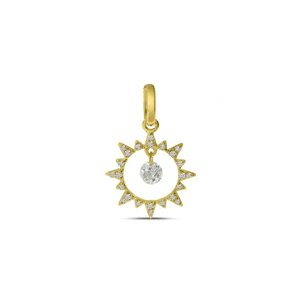 14K Yellow Gold Dashing Diamonds Sun Pendant Baxter's Fine Jewelry Warwick, RI