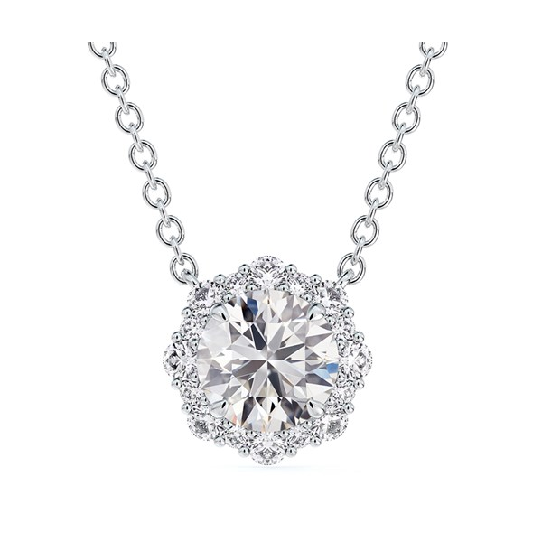 Center of My Universe Floral Halo Diamond Pendant Baxter's Fine Jewelry Warwick, RI