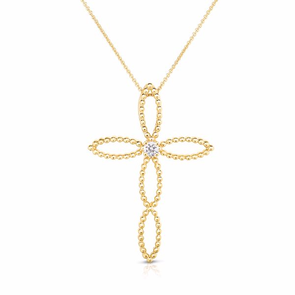 Yellow Gold Diamond Beaded Cross Baxter's Fine Jewelry Warwick, RI