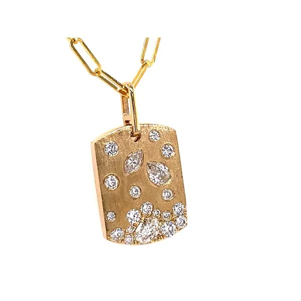 Diamond Multi Stone Dog Tag Pendant on Paperclip Chain Baxter's Fine Jewelry Warwick, RI