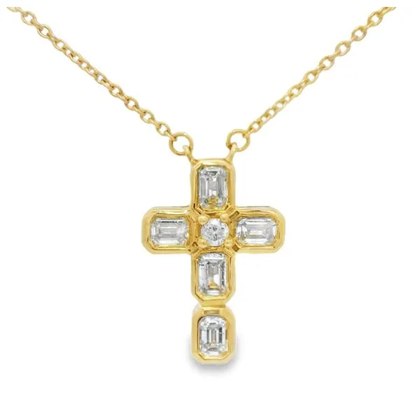 Emerald Cut Bezel Diamond Cross