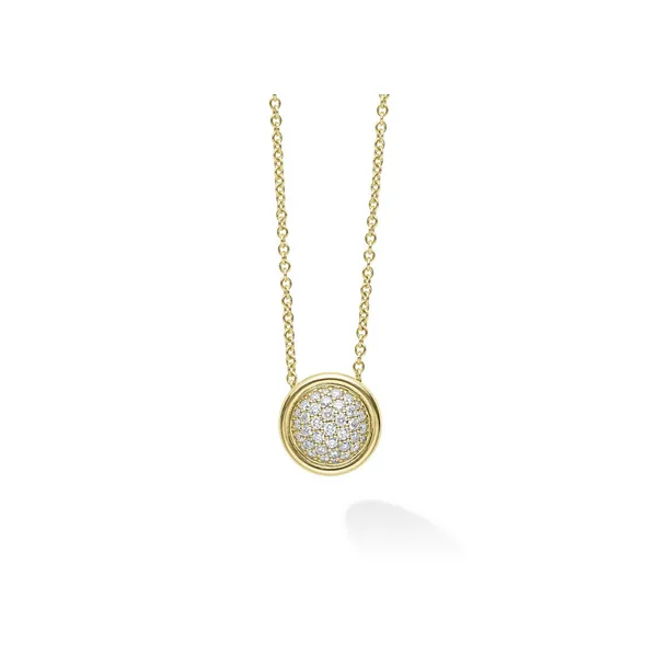 18K Gold Diamond Circle Pendant Necklace thumb image 1