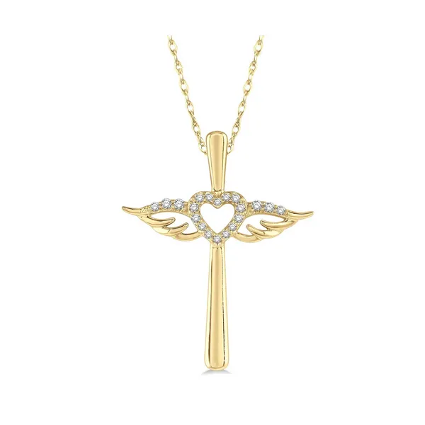 Angel Wing Heart Cross Pendant