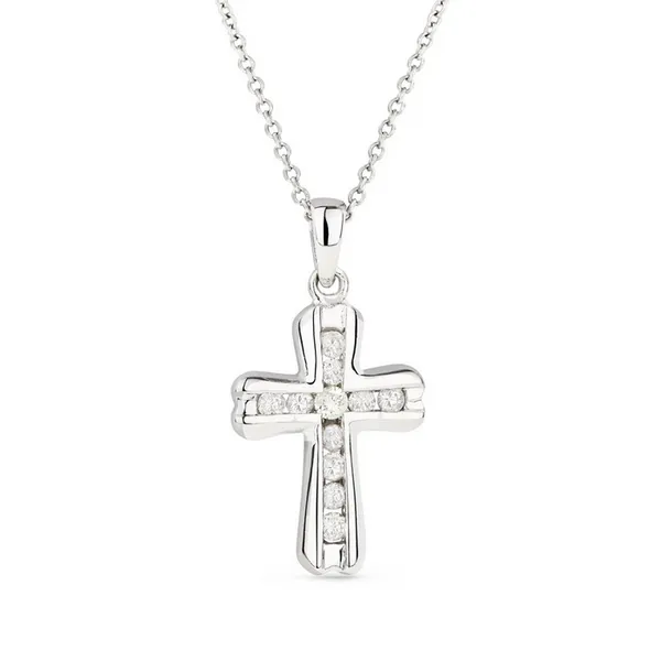 Diamond Channel Cross Pendant
