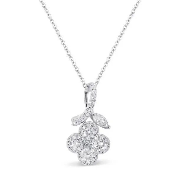 Diamond Floral Clover Drop Pendant Baxter's Fine Jewelry Warwick, RI