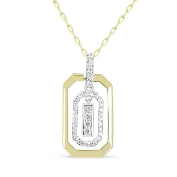 Diamond Two Tone Rectangular Drop Pendant Baxter's Fine Jewelry Warwick, RI