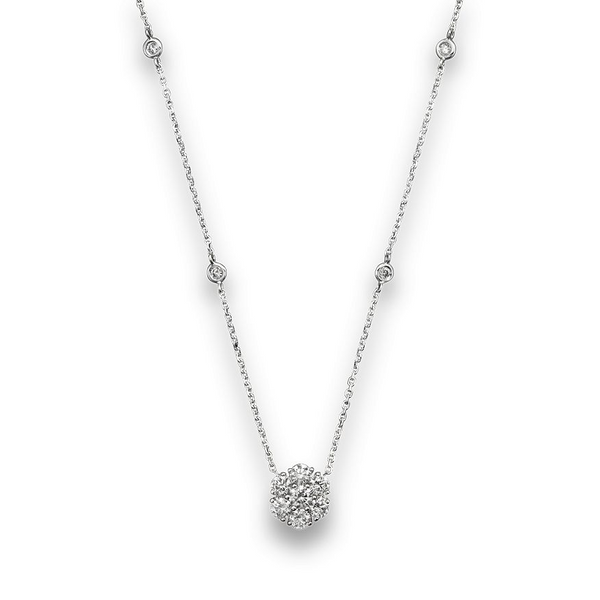 Diamond Cluster Pendant on Diamond by the Yard Chain Baxter's Fine Jewelry Warwick, RI