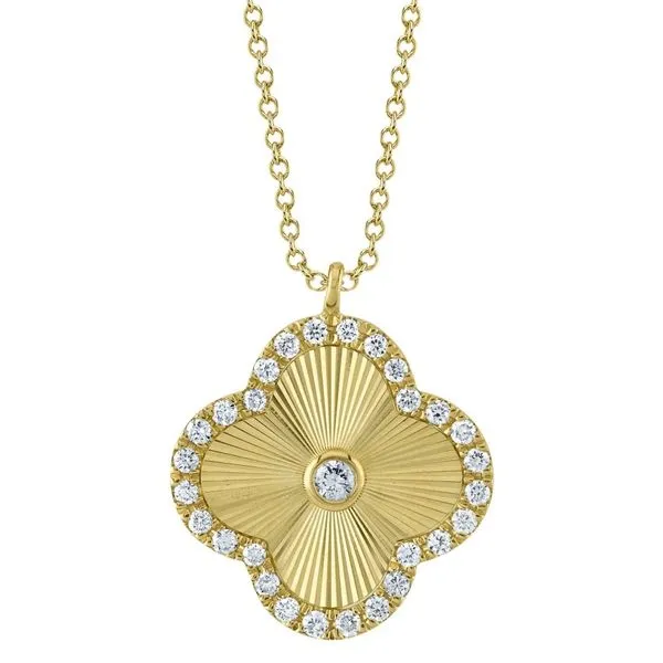Ribbed Diamond Clover Necklace Baxter's Fine Jewelry Warwick, RI