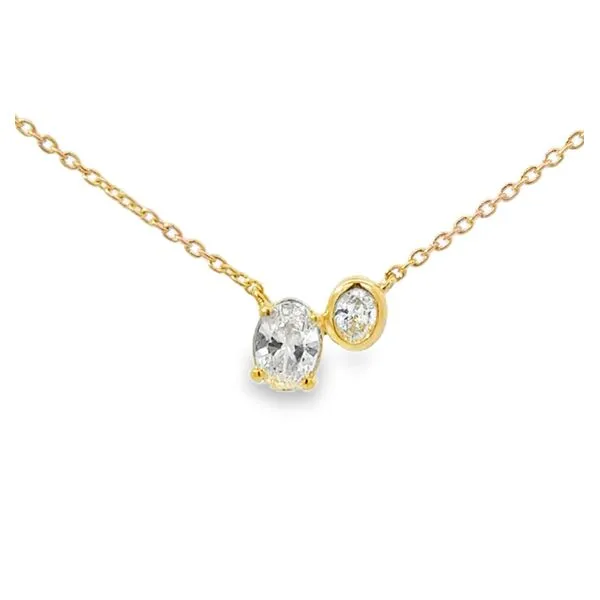 Two Stone Oval Diamond Pendant