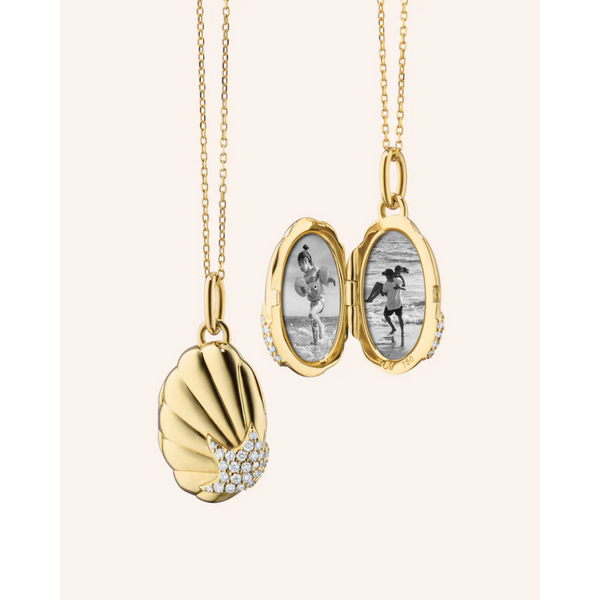 Gold Shell Locket with Diamond Starfish Baxter's Fine Jewelry Warwick, RI