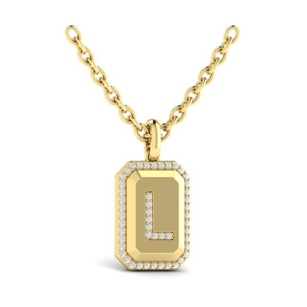 Diamond Medallion Alphabet Pendant Link Necklace, L Image 2 Baxter's Fine Jewelry Warwick, RI