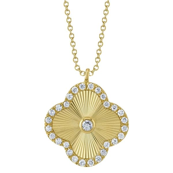 Ribbed Diamond Clover Necklace Baxter's Fine Jewelry Warwick, RI