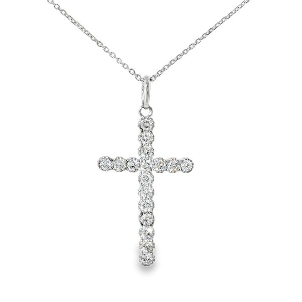 Diamond Beaded Bezel Cross Pendant Baxter's Fine Jewelry Warwick, RI