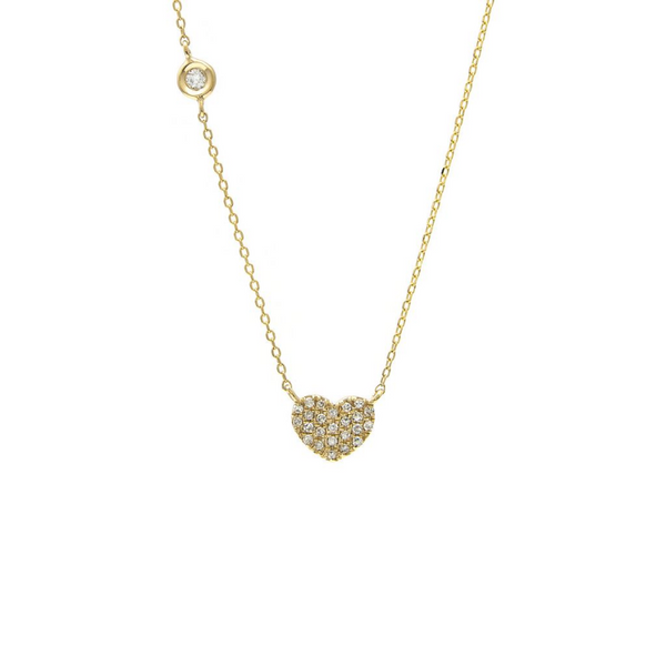 14K Yellow Gold and Diamond Pave Heart Necklace Baxter's Fine Jewelry Warwick, RI