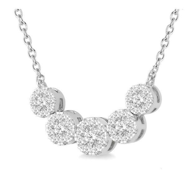 Diamond Cluster Smile Necklace Image 2 Baxter's Fine Jewelry Warwick, RI