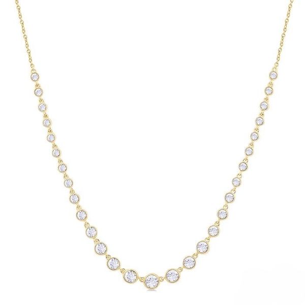 Halfway Graduated Bezel Set Diamond Tennis Necklace Baxter's Fine Jewelry Warwick, RI