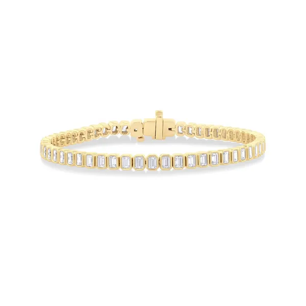 Emerald Shape North-South Bezel Set Diamond Tennis Bracelet Baxter's Fine Jewelry Warwick, RI