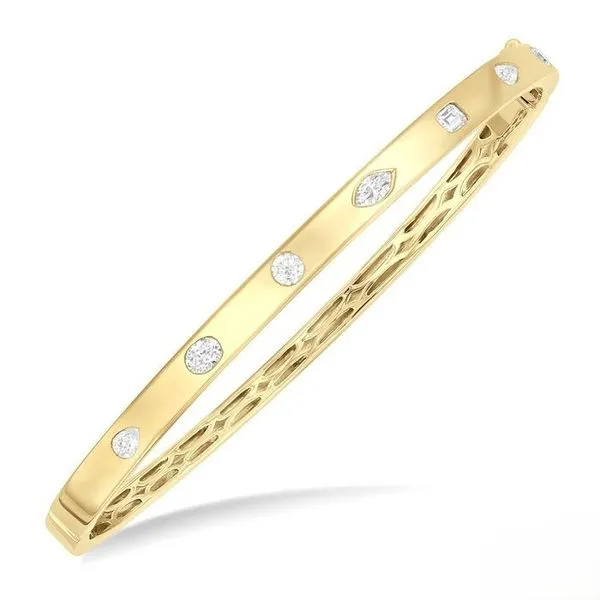 Mixed Shape Bezel Set Diamond Bangle