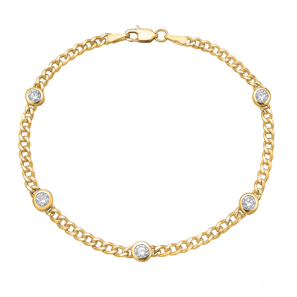 Diamond Bezel Curb Station Bracelet Baxter's Fine Jewelry Warwick, RI