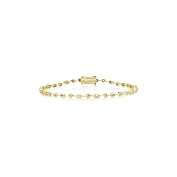 Round and Emerald Cut Diamond Bezel Bracelet Baxter's Fine Jewelry Warwick, RI