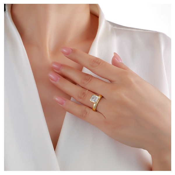 Lab Grown Assher Cut Diamond Ring Image 4 Baxter's Fine Jewelry Warwick, RI