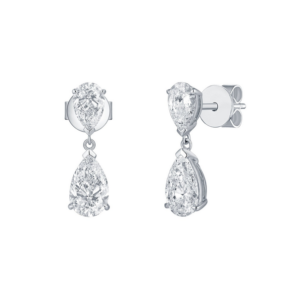 Lab Grown Pear Diamond Drop Earrings Image 2 Baxter's Fine Jewelry Warwick, RI