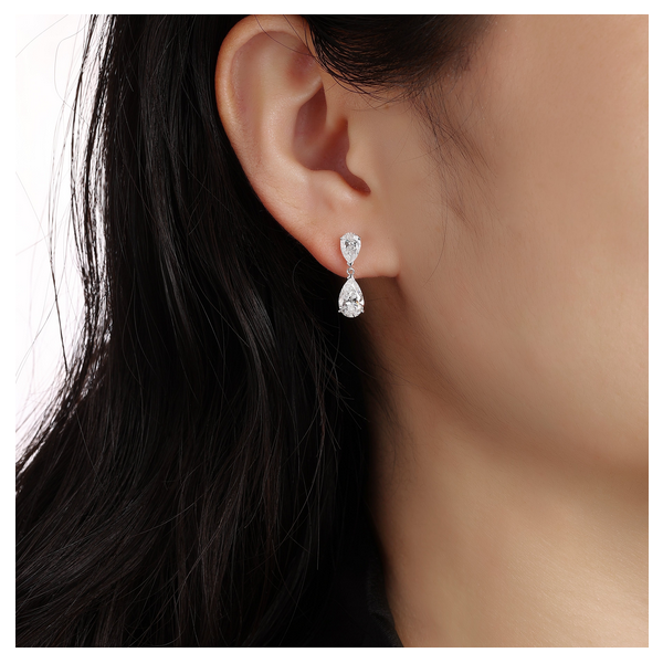 Lab Grown Pear Diamond Drop Earrings Image 3 Baxter's Fine Jewelry Warwick, RI