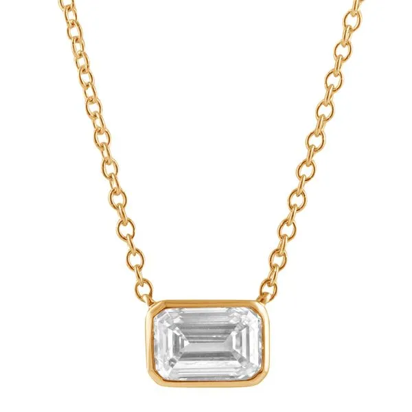 Lab Grown Bezel Solitaire Necklace Baxter's Fine Jewelry Warwick, RI