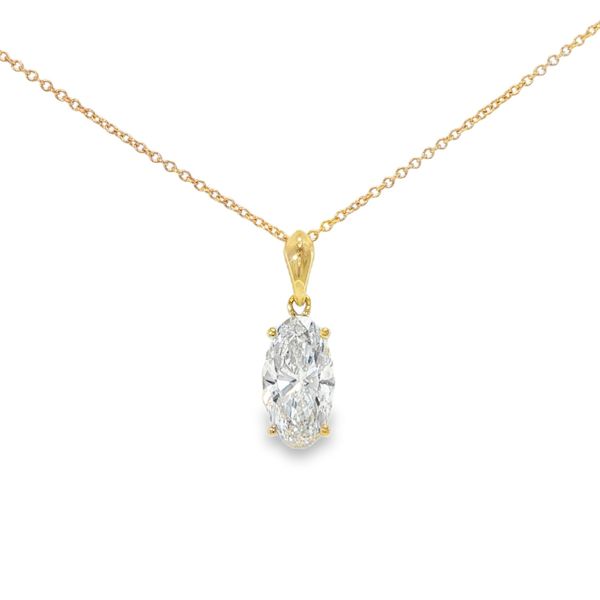 Lab Grown Elongated Oval Solitaire Pendant Baxter's Fine Jewelry Warwick, RI