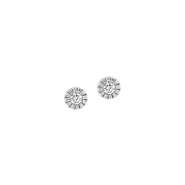 Lab Grown Round Halo Stud Earrings