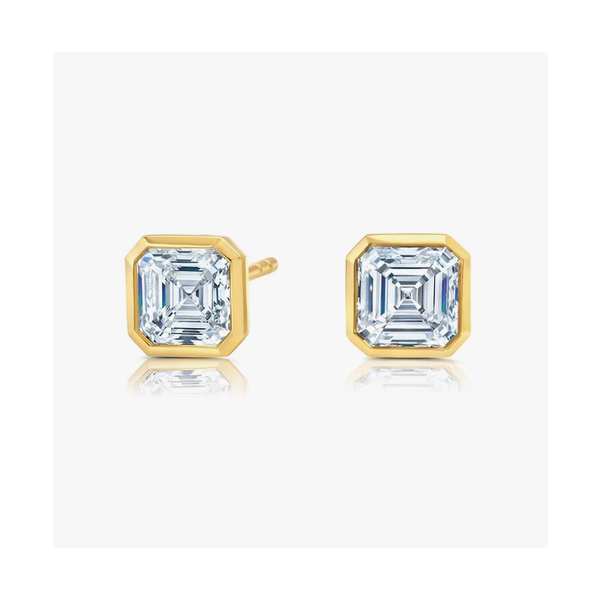Asscher Lab Diamond Bezel Studs Baxter's Fine Jewelry Warwick, RI