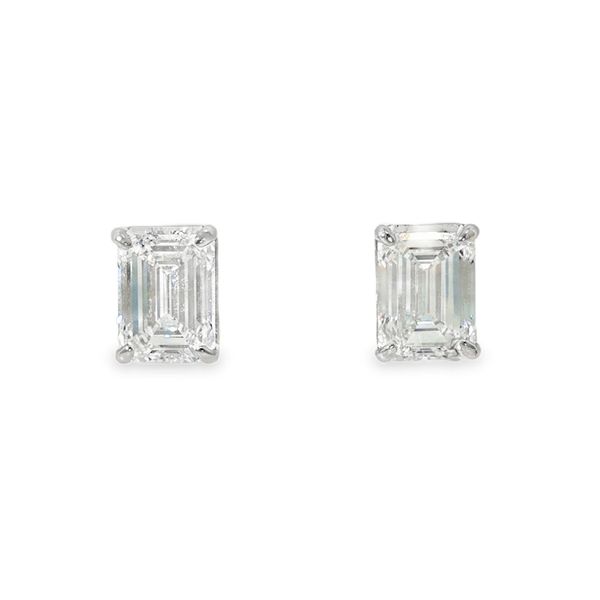 Emerald Diamond Studs Image 2 Baxter's Fine Jewelry Warwick, RI