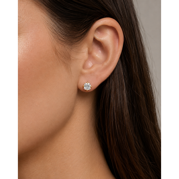 Lab Grown Asscher Compass Prong Studs Image 2 Baxter's Fine Jewelry Warwick, RI