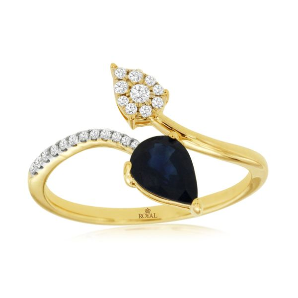 Yellow Gold Sapphire and Diamond Bypass Ring Baxter's Fine Jewelry Warwick, RI