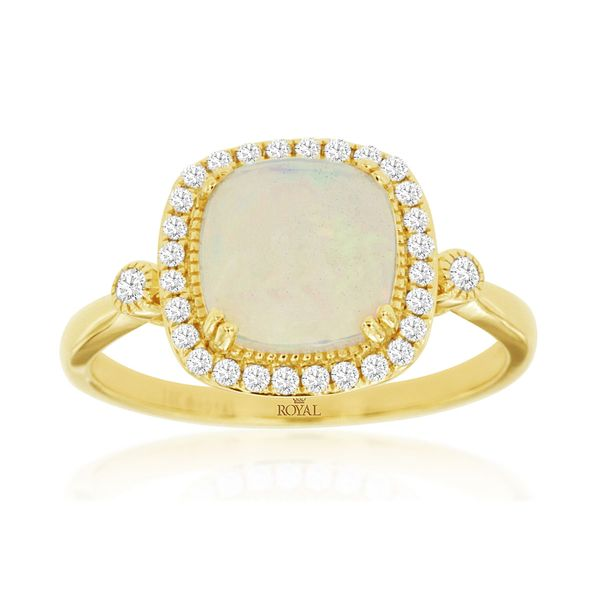 Yellow Gold Opal and Diamond Halo Ring Baxter's Fine Jewelry Warwick, RI