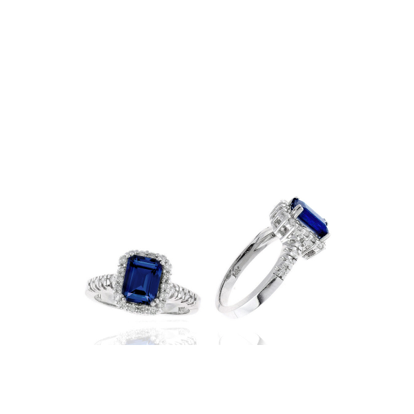 14K White Gold Diamond and Blue Sapphire Ring Baxter's Fine Jewelry Warwick, RI