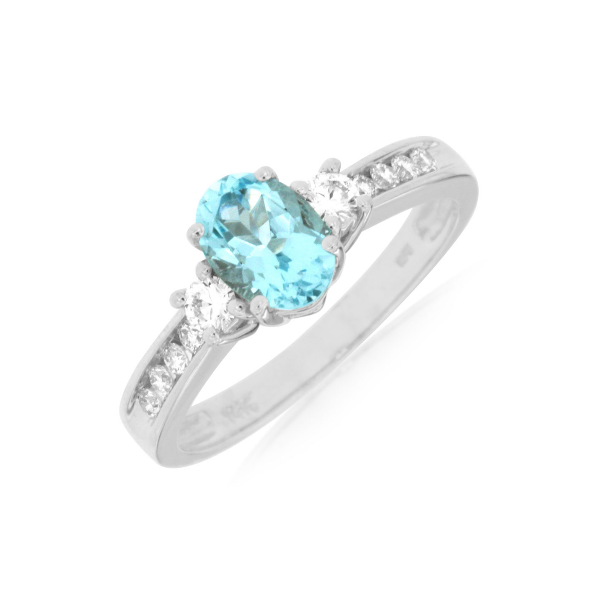 Aquamarine and Diamond Three Stone Ring Baxter's Fine Jewelry Warwick, RI