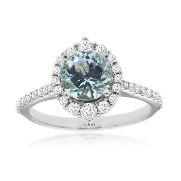 Diamond and Aquamarine Halo Ring Baxter's Fine Jewelry Warwick, RI