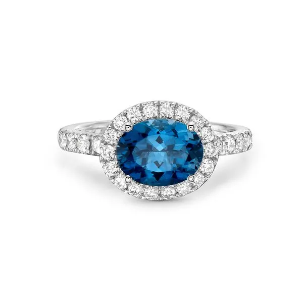18k London Blue Topaz and Diamond Ring
