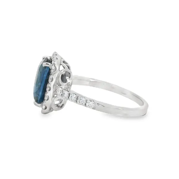 Blue Sapphire Halo Ring Image 2 Baxter's Fine Jewelry Warwick, RI