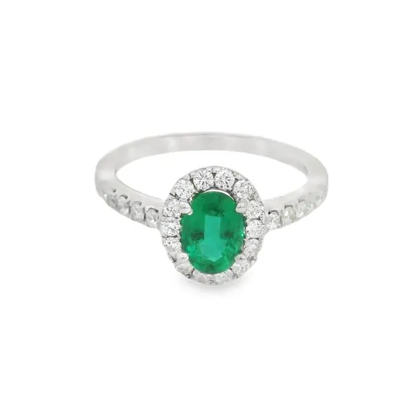 Emerald Halo Ring Image 3 Baxter's Fine Jewelry Warwick, RI