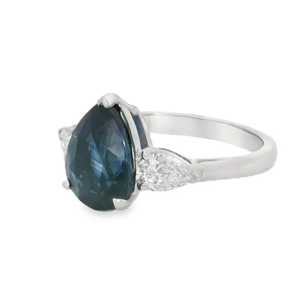 Blue Sapphire and Diamond Three Stone Ring Image 2 Baxter's Fine Jewelry Warwick, RI