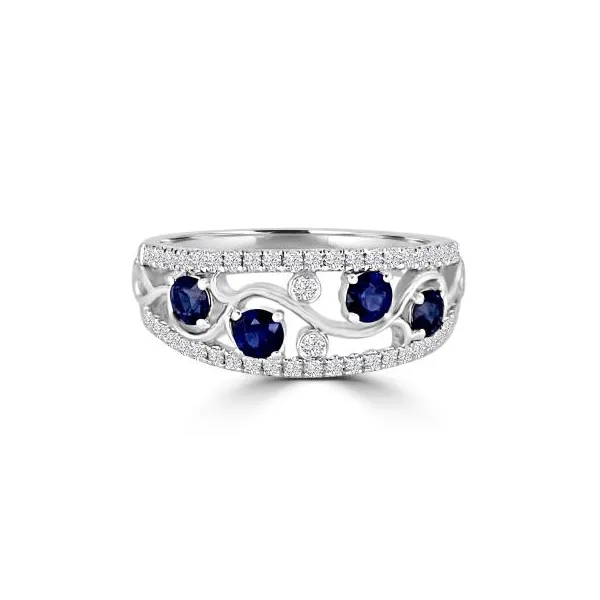 Blue Sapphire and Diamond Filigree Band Baxter's Fine Jewelry Warwick, RI