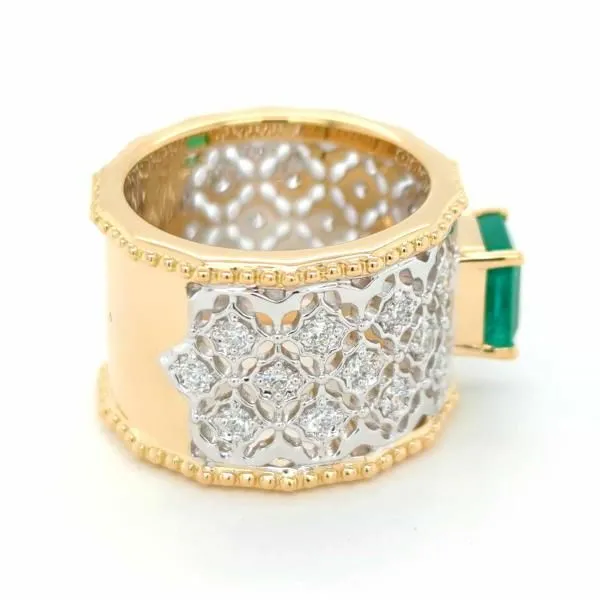 Emerald and Diamond Cigar Band Image 2 Baxter's Fine Jewelry Warwick, RI