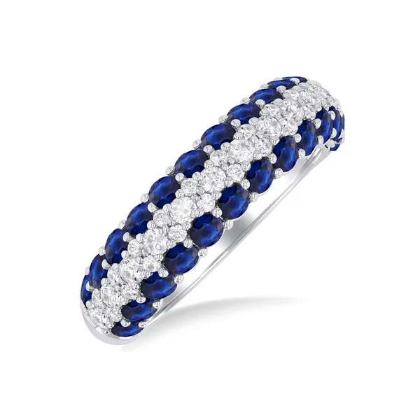 Blue Sapphire and Diamond Pave Band