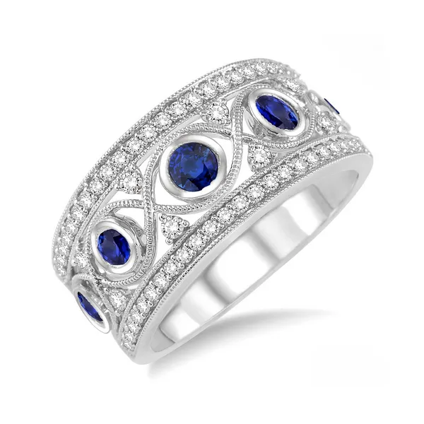 Blue Sapphire and Diamond Fashion Band